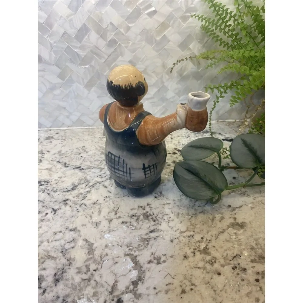 Vintage Ceramic Waiter Holding Pitcher Liquor Wine Decanter Bottle‎ Japan
